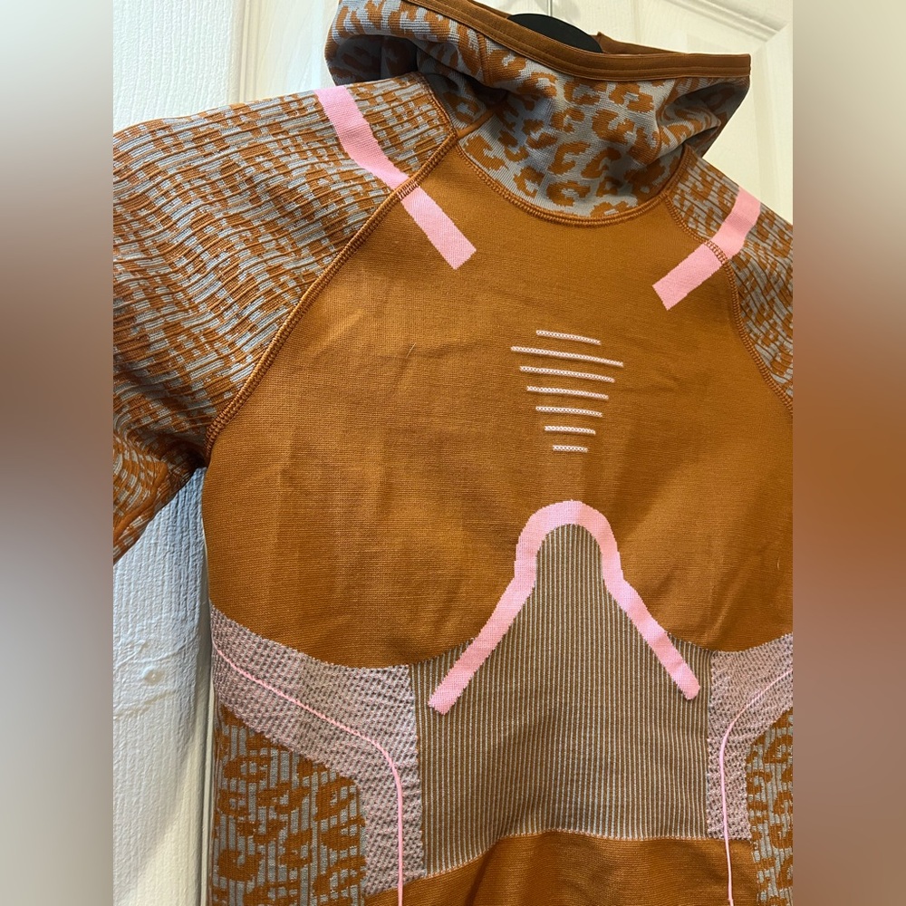 Stella McCartney Brown and Pink Rib Knit Ski Workout Hoodie - Picture 2 of 6